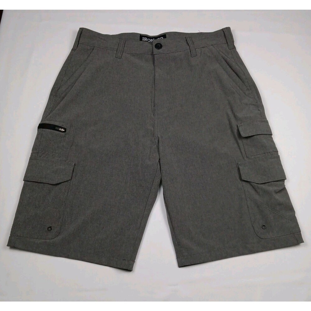 Iron Co Mens Size 32 Hybrid Cargo Shorts Stretch Quick Dry Gray Utility